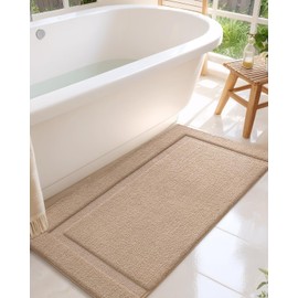 Color&Geometry Tan Bathroom Rugs Non Slip with Rubber Backing 24"x43", Extra Soft Plush Microfiber Bath Rug Absorbent, Machine Washable Bath Mat Quick Dry for Tub, Shower, Hotel