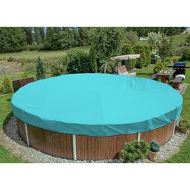 E&K 8' Waterproof Pool Cover Round Winter Swimming Pool Safety Polyester Cover for Above Ground Pools (Turquoise Green)