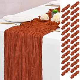 25 Pack Terracotta Fall Table Runner 17 x 108inch Cheesecloth Table Runner Boho Gauze Table Runners Rustic Sheer Fabric Cheese Cloth Table Runners for Wedding Party Bridal Shower Farmhouse Home Decor