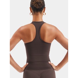 YEOREO Esteile Workout Tank Tops for Women Square Neck Sleeveless Camisole Tops Seamless Racerback Gym Athletic Yoga Shirts Coffee L