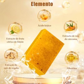 2PCS Jabon de Curcuma para Aclarar, Jabon de Curcuma Facial, Jabón Turmeric Soap, Jabón de cúrcuma para Rostro y Cuerpo, Barra Exfoliante para Aclarar Piel, Hidratante, Suave y No Lrritante, Adecuado para Reducir Imperfecciones, Acné y Manchas Oscuras