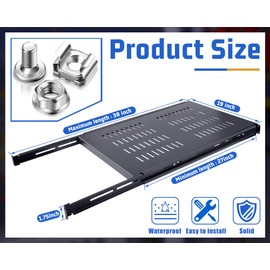 Hortsun 1U Adjustable Rack Mount Shelf Vented Server Rack Drawer 175 lbs 27.5 to 38 Inch Adjustable Mounting Depth Blanking Panel Kit Universal Tray for 19 Inch AV/Network Equipment, Black(1 Piece)
