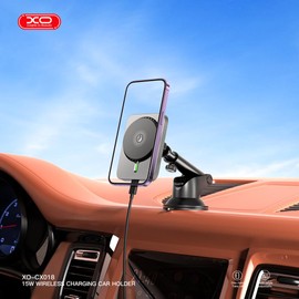 XO CX018 Wireless Fast Charge Car Phone Holder with Suction Cup Compatible with MagSafe, Built-in Cooling Fan, 15W Fast Charge, Adjustable Height, Universal Compatible with External Magnet