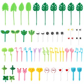 56 PCS Animal Plant Food Picks for Kids, Cute Toothpicks for kids lunch, Fun Kids Food Picks for Bento Box Accessories, Reusable Toddler Fruit Toothpicks, Cute Kids Lunch Accessories for Picky Eaters