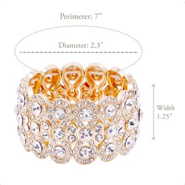 Lavencious Infinity Shape Rhinestone Stretch Bracelet Evening Party Jewelry 7”, 7 inch, Crystal, Rhinestone