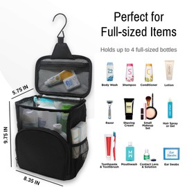 TERRA HOME Shower Caddy Portable - College Dorm Essentials for Guys - Large Capacity, Quick Dry with Metal Hook - Travel Shower Bag - Breathable Mesh Gym Shower Caddy (Black)