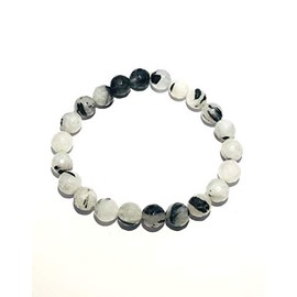 crystalmiracle Tourmalinated Quartz Faceted Bead Bracelet Fashion Jewelry Meditation Crystal Healing Wellness Health Handcrafted Accessory