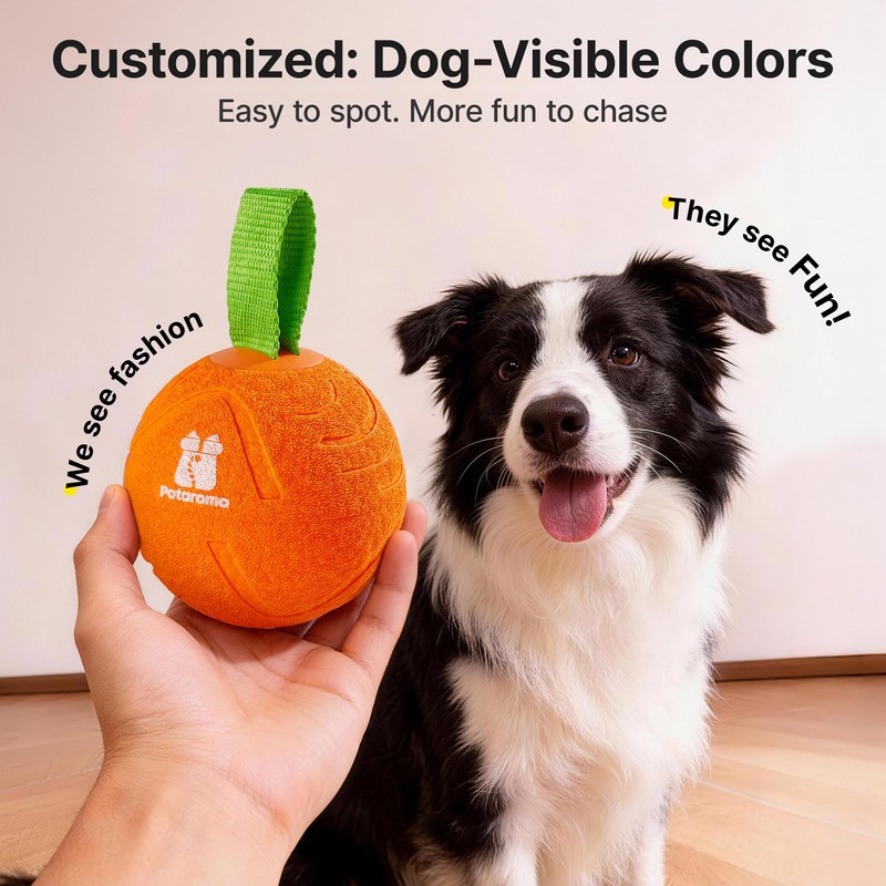 Potaroma Dog Ball Toys with Rope, Interactive Motion Activated 3