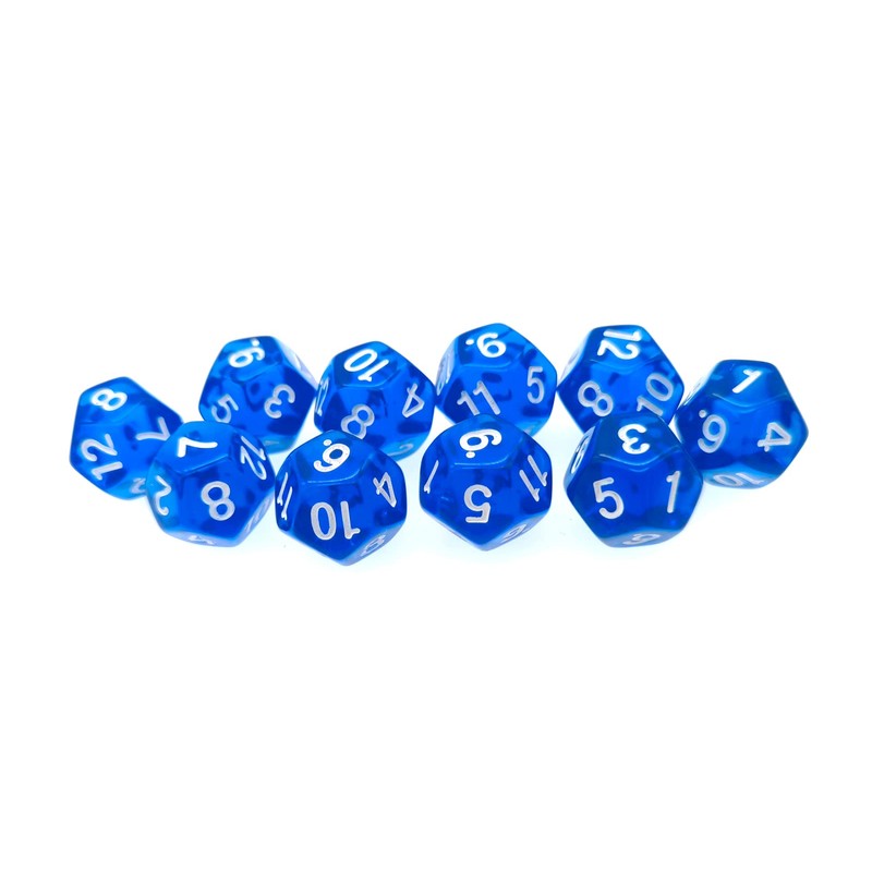 D12 Dice, 10 pcs Polyhedral Dices Set Clear 12 Sided