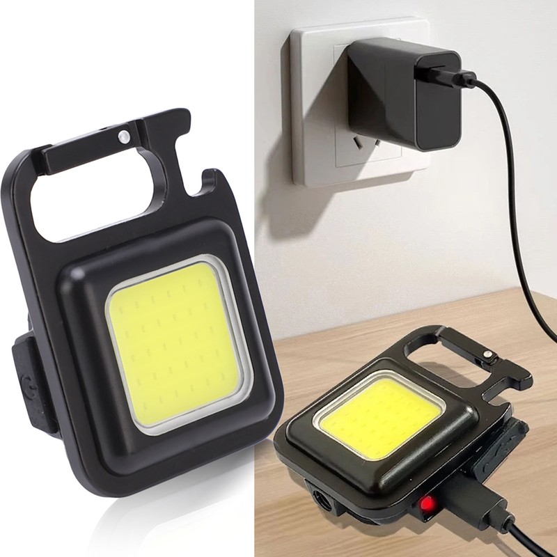 Mini Flashlight 500lm Lighting Portable USB Charging 180° Folding Handle