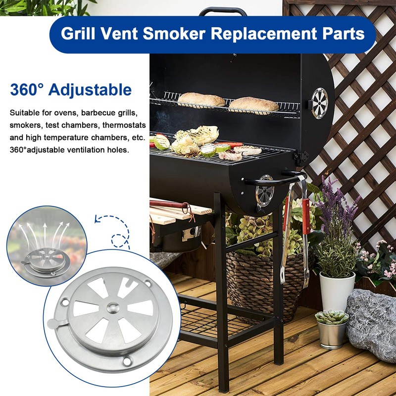 Aifeier ET 2PCS BBQ Smoker Air Vent Set, Stainless Steel