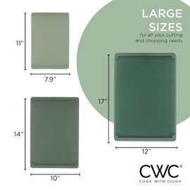 COOK WITH COLOR Extra Large Cutting Board Set, Jumbo-Sized Boards with Rubber Border for Enhanced Cooking Experience, 3-Piece, Dark Sage