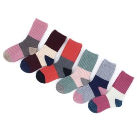 Moon Tree Boys Wool Socks Kids Warm Winter Socks Thick Socks Pack of 6, Mix 04 / Girl