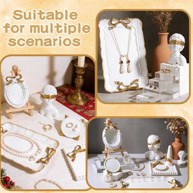 Wowagoga Jewelry Display Stand Set, Resin Jewelry Dish with Vanity