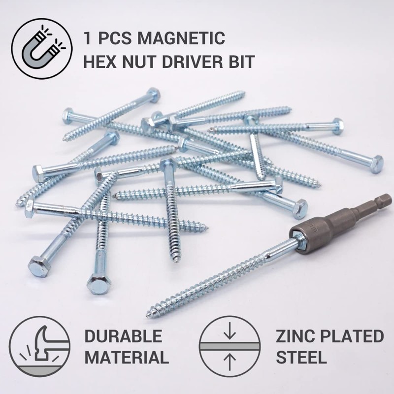 SKIR'CO (Pack of 20) DIN 571 Zinc Plated Steel Hex