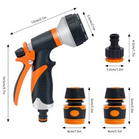 Gartenbrause, 8-Funktionen Handbrause Garten Düse Garten Brause Hochdruck Gartenschlauch Aufsatz für Bewässerung Pflanzen oder Rasen, Autowaschen, Reinigung Haustiere