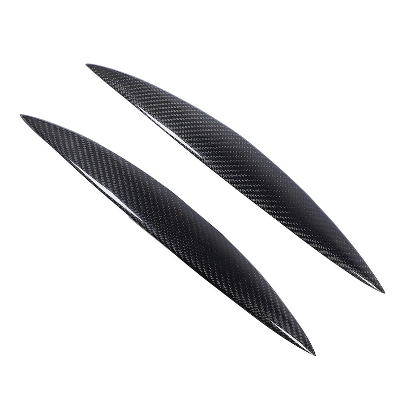 2pcs Carbon Fiber Headlight Eyebrows Left Right Glossy 3K Twill