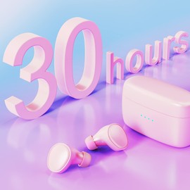 KOSETON E9 True Wireless Auriculares Bluetooth Rosa Bebé - Auriculares Inalámbricos Intraurales para Correr y Deporte, Funda de Carga Incluida, Micrófonos Duales, Batería de 30 Horas y Gran Calidad de Sonido