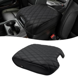 KBH Center Console Armrest Lid Cover for 2014-2018 GMC Sierra & Chevy Silverado, 2015-2020 Yukon & Tahoe & Suburban Accessories, Vinyl Leather, Anti-Scratch, Black (Fits Bucket Seat only)