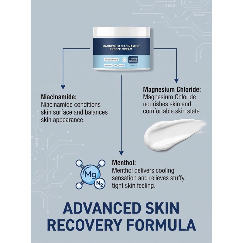 Magnesium Niacinamide Freeze Cream, 120g Non Greasy Cooling Body Skin