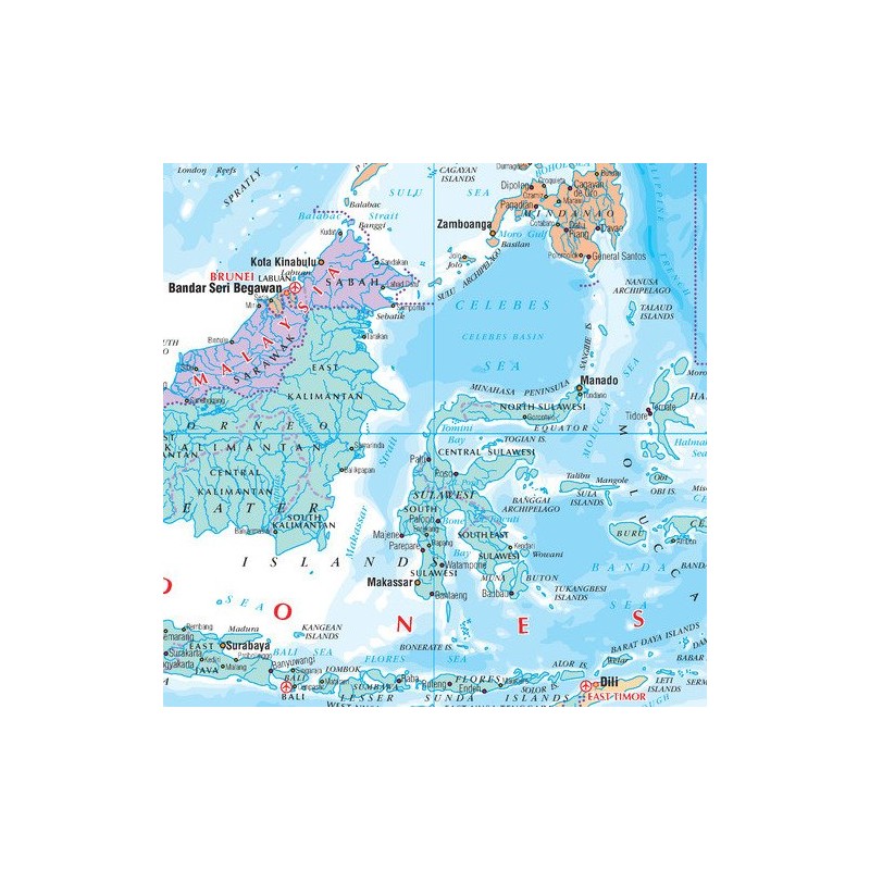 Asia West Pacific Political Wall Map - 39.5" x 34.5"