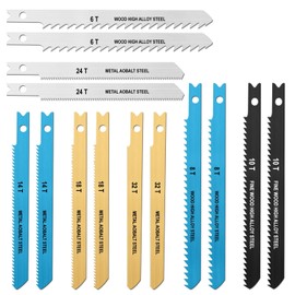 U-Shank Jig Saw Blade Set, 14 pcs Jigsaw Blades Set for Wood, Plastic and Metal Cutting, Jigsaw Blades Fit Vast Majority U Shank Jigsaws Includes 6T 8T 10T 14T 18T 24T 32T