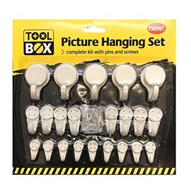 TISEN 22 Pc Wall Hooks Nails & Screws Assorted Sizes, Canvas Frame Picture Hanging Set, Dry Wall, Plasterboard Etc Free Mobile Eraser