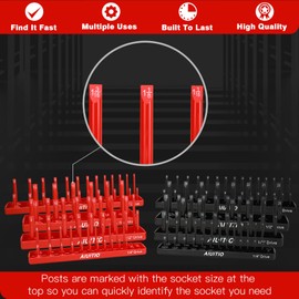 8 Piece Metric & SAE Socket Organizer Tray Set, 1/4-Inch, 3/8-Inch & 1/2-Inch Drive Standard & Deep Socket Holders for Toolboxes, Store 176 Sockets