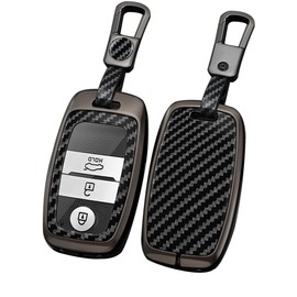 ontto Alloy Car Key fob Cover Fit for KIA Sportage 4 Seltos Sorento Optima Niro K2 K5 Rio Sonet Cerato Forte Picanto Stonic Remote Key case keyring Key Shell holder keychain accessories Black A