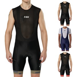 FDX Cycling Bib Shorts Men’s - 3D Gel Chamois Padded Bicycle Racing Apparel with Mesh Straps, 2 Side Pockets, Powerband Leg Grippers - Breathable, Quick Dry Summer All Day Cycle Tights (Green-L)