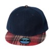 Accessoryo Navy Blue Snapback Flatbill Cap with Scottish Tartan Front