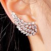 Rhinestone Feather Cluster Ear Cuff Studs Earrings for Women Girls
