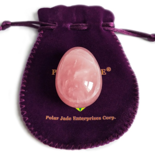 Polar Jade Rose Quartz Yoni Egg, Undrilled, L, M or S Size, Pink Love Stone, for Women for Strengthening Pelvic Floor Muscles and for Countering Stress Adult Urinary Incontinence (Medium Size)