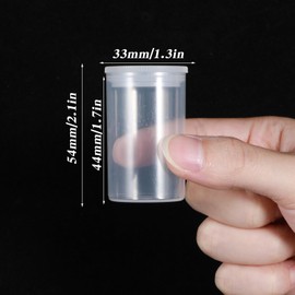 100 Pieces Plastic Film Canister Holder 35 mm Empty Camera Reel Containers Storage Containers Case with Lids for Small Accessories Fish Hook Film Beads (Clear)