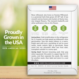 Rose Swamp Milkweed Seeds for Planting - 5 Packs with Instructions to Grow Asclepias Incarnata Wildflowers - Attract Monarch Butterflies - Non-GMO Heirloom Variety - Survival Garden Seeds