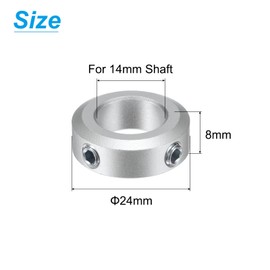 sourcing map Set Screw Shaft Collar for 14mm Shaft, 2pcs Clamping Collars 24mm OD, 8mm Thickness, Aluminum Alloy Clamp-On Collar with M5 Set Screws and a Wrench