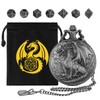 Mini DND Dice Set with Steampunk Dragon Pocket Watch Shell