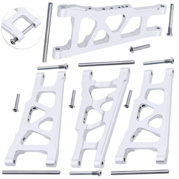HobbyPark 4-Pack Front & Rear Aluminum Suspension Arms for Traxxas 1/10 Slash 4x4 Upgrades Compatible with Stampede 4WD, Rustler 4X4 VXL -Replaces Part 3655
