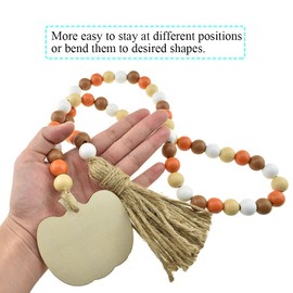 Hao Pro 41inch Length Wood Bead Garland with Tassels Simplicity Polished Rustic Appearance Easy Paint Twist Flexibly Prayer Beads Boho Beads Orange 1 PCS for Farmhouse Bohemian Style Hanging Decor