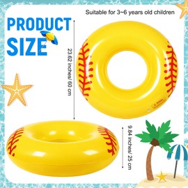 Simgoing 12 Pack Inflatable Pool Float for Kids 24 Inch Yellow Softball Swimming Rings Inflatable Tubes Floaties Toys for Kids Adults Summer Beach, Lake, Pool Floaties Toys, Party Decorations