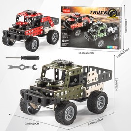 Volico DIY 3D Car Metal Engineering Kit Buildable192-Piece STEM Building Kit for Ages14+,Develops Logic Skills Car Building Kit with Inertial Function for Boys (Green)