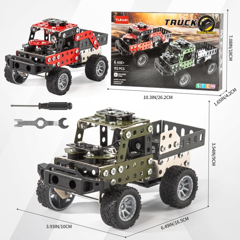 Volico DIY 3D Car Metal Engineering Kit Buildable192-Piece STEM Building