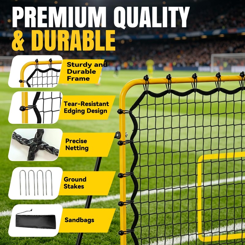 JIRTEMOT 5×4FT 3-in-1 Soccer Rebounder & Goal Net Set