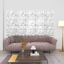 Heemab Transform Problematic Walls with 3D Wall Panels, 24 pcs, Easy DIY Installation, Water-Resistant XPS Foam, Diamond Design, 64.6 ft²