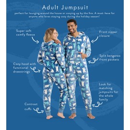 Little Blue House Family Hooded Fleece Jumpsuit, Polar Bears, X-Small