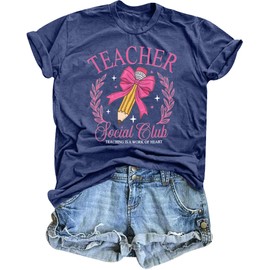 Teacher Shirts Women: Social Club T-Shirt First Day of School Back to School Shirt Kindergarten Teaching Life Tee Tops