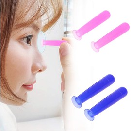 2Pcs Blue Handy Silicone Soft Contact Lenses Small Suction Cups Stick,RGP Inserter Remover Cases,Applies Contacts Safely and Hygienically,Contact Lens Remover,Contact Lens Cases Accessories