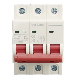 3P DC Circuit Breaker 6KA Breaking Capacity Overload Short Circuit Protection Air Switch for Solar PV System 40A 750V