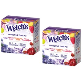 SINGLES TO GO! Welch's Powdered Drink Mix Variety Pack - 40ct, 4 Delicious Flavor in Each Box, Grape, Passionfruit, Strawberry Peach and Cherry Pomegranate (Pack of 2)