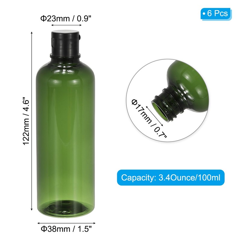 PATIKIL Travel Bottles with Flip Cap, 6 Pcs 3.4 Oz(100ml)